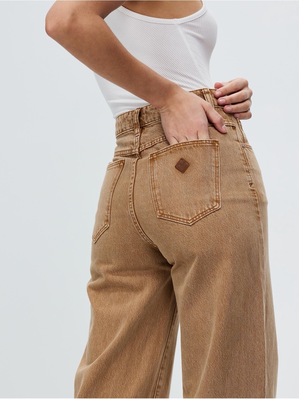 ABRAND A Carrie Camel Brown Wide Leg Jeans High Rise Cotton Denim US 24 Y2K - Picture 13 of 16